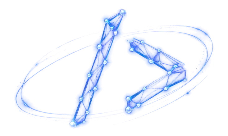 Symbole de code stylisé en réseau de points lumineux